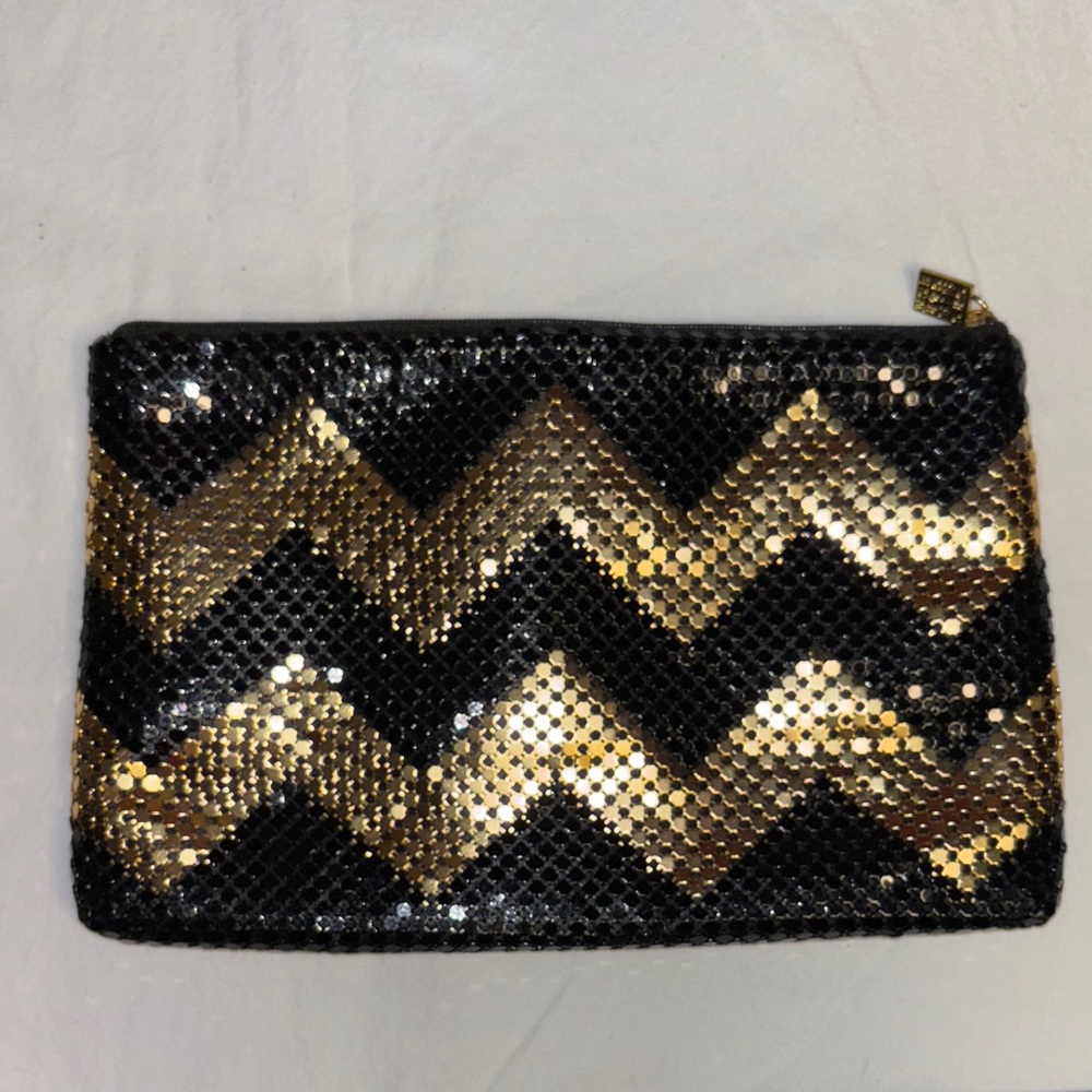 Ordning & Reda black and gold chainmail clutch zip pouch
poly satin lining